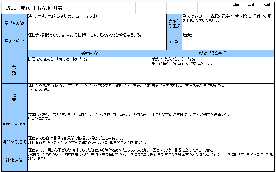 保育日誌のイメージ